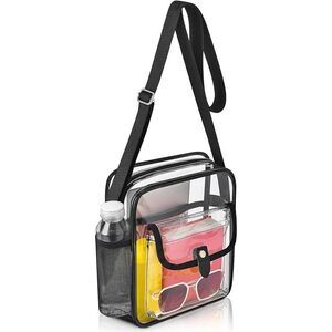 Black Clear Crossbody Bag For Stadium, Concert, Festival & More - Adjustable